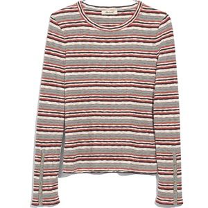 Madewell Elsie Stripe Button Sleeve Tee